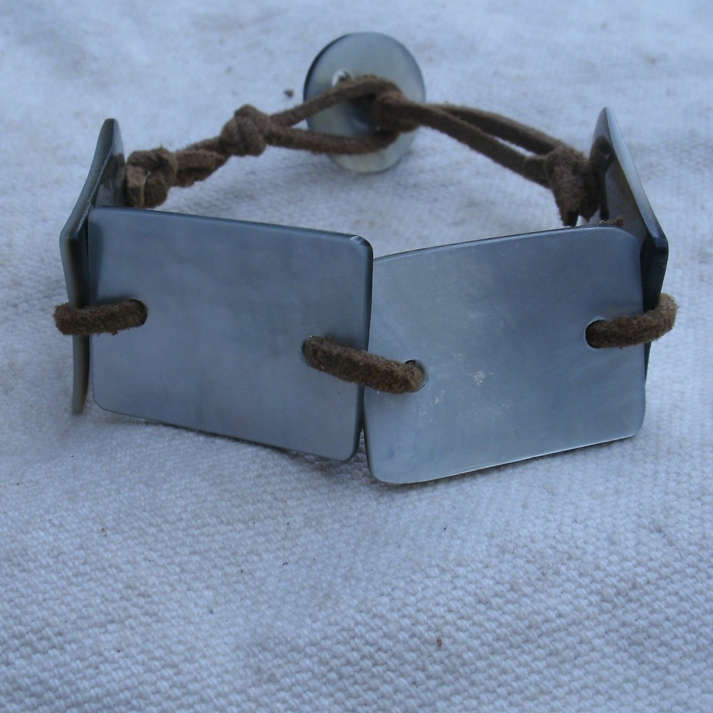 Handmade Abalone Shell & Leather Bracelet